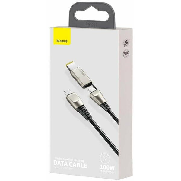 Baseus Cafule Metal CATJK-D01, USB-C la USB-C, 2m, Black