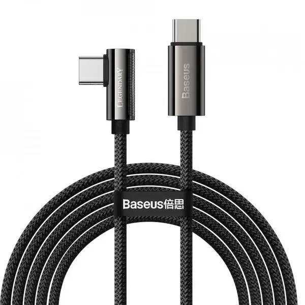 Baseus Legend Elbow CATCS-A01 USB-C la USB-C, Conector 90 grade, 2m, Black