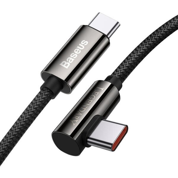 Baseus Legend Elbow CATCS-A01 USB-C la USB-C, Conector 90 grade, 2m, Black