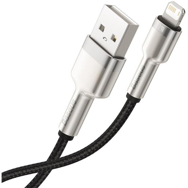 Baseus Cafule Metal, Fast Charging, CALJK-01, USB la Lightning, 0.25m, Black