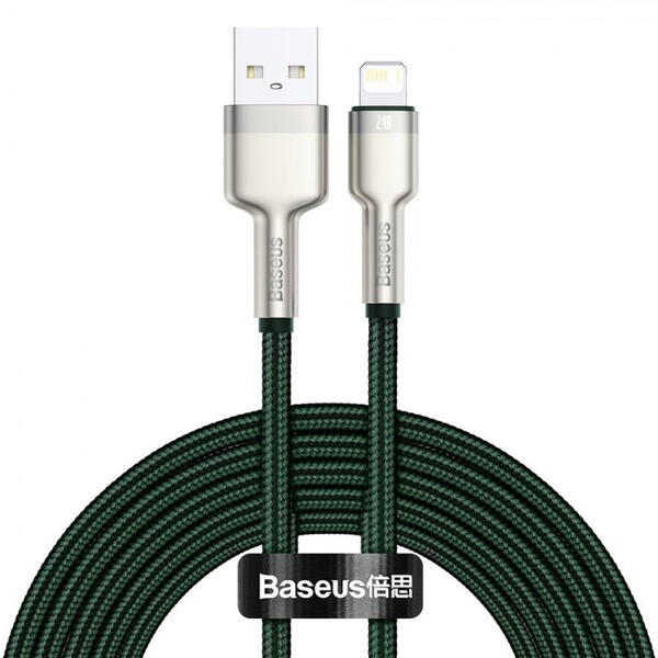 Baseus Cafule Metal, Fast Charging, CALJK-B06, USB la Lightning, 2m, Green