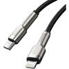 Baseus Cafule Metal, Fast Charging,CATLJK-01, USB-C la Lightning, 0.25m, Black
