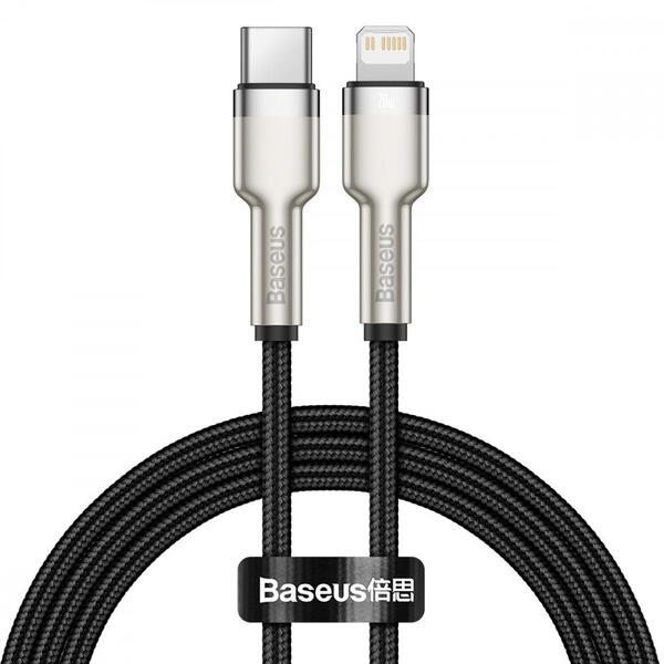 Baseus Cafule Metal, Fast Charging, CATLJK-B01, USB-C la Lightning, 2m, Black