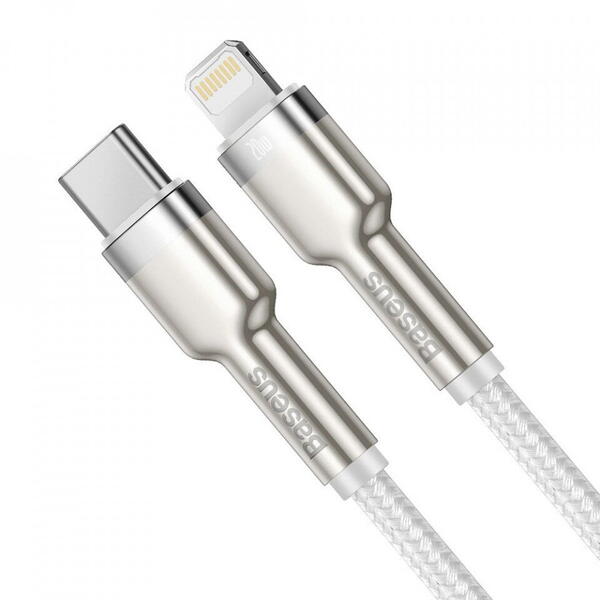 Baseus Cafule Metal, Fast Chargin CATLJK-A01 USB-C la Lightning, 1m, White