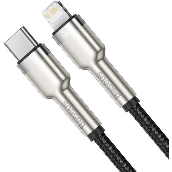 Baseus Cafule Metal, Fast Charging CATLJK-A01 USB-C la Lightning, 1m, Black