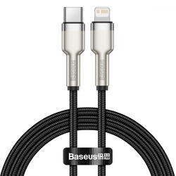 Baseus Cafule Metal, Fast Charging CATLJK-A01 USB-C la Lightning, 1m, Black