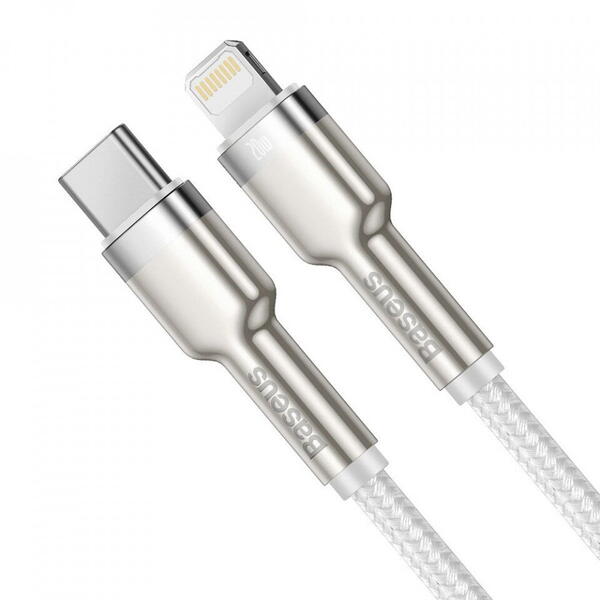 Baseus Cafule Metal, Fast Charging, CATLJK-B02, USB-C la Lightning, 2m, White