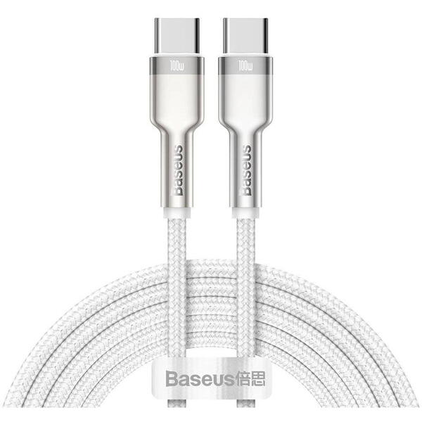 Baseus Cafule Metal, Fast Charging CATJK-D02, USB-C la USB-C, 2m, White