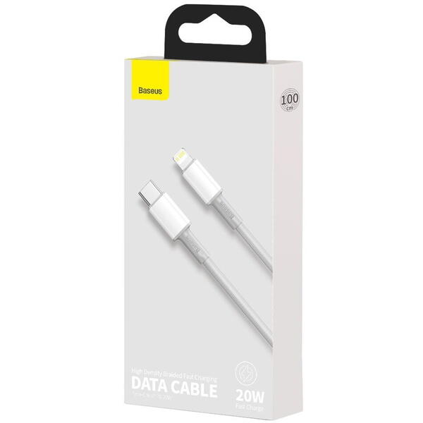 Baseus High Density Braided CATLGD-02, USB-C la Lightning, 1m, White