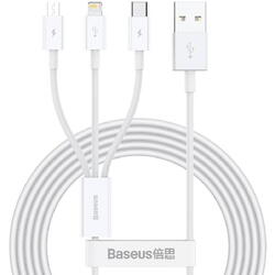 Baseus Superior Series CAMLTYS-02 USB la USB-C + Micro-USB + Lightning, 1.5m, White