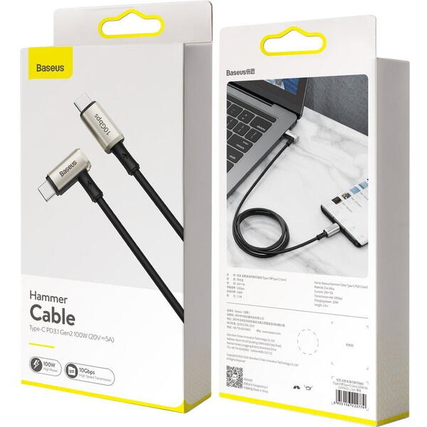 Baseus Hammer, Fast Charging CATPN-01, USB-C la USB-C, 1.5m, Black