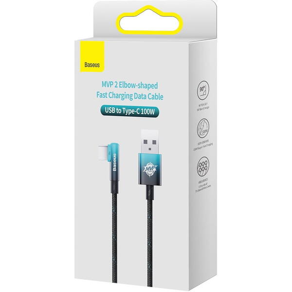 Baseus MVP 2, Fast Charging CAVP000521, USB la USB-C, 2m, Black-Blue