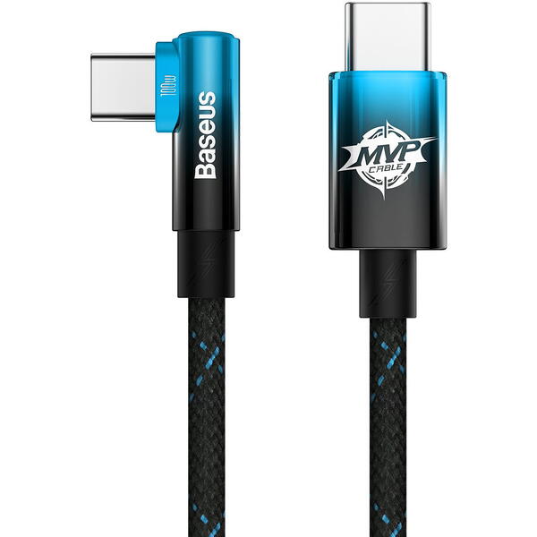 Baseus MVP 2, Fast Charging CAVP000721, USB-C la USB-C, 2m, Black-Blue