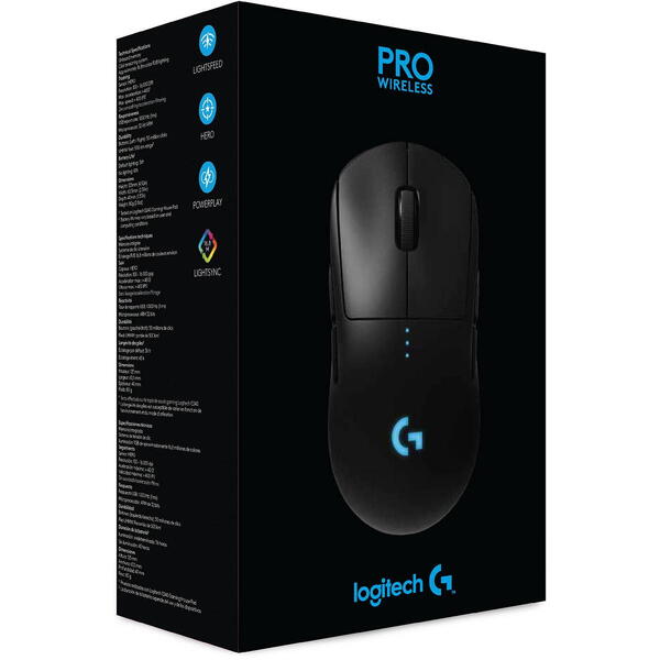 Mouse gaming Logitech G Pro Lightspeed Wireless, Negru