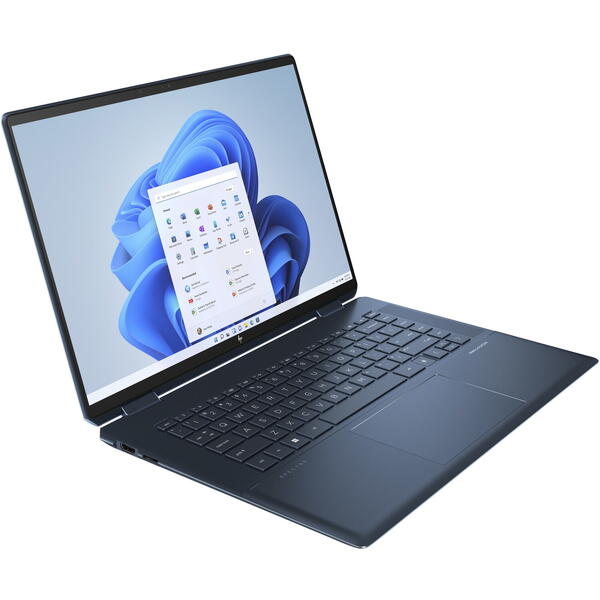 Laptop HP Spectre x360 2-in-1 16-f1005nn, 16 inch 3K+ IPS Touch, Intel Core i7-12700H, 16GB DDR4, 2TB SSD, Intel Iris Xe, Win 11 Home, Nocturne Blue