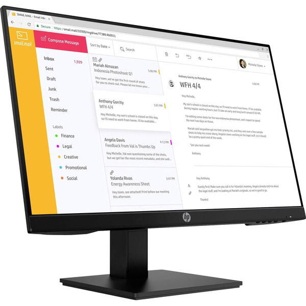 Monitor LED HP P24h G4 23.8 inch 5 ms 60 Hz Negru