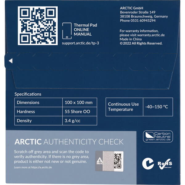 Pad Termic Arctic TP-3, 100 x 100mm, 1.5mm