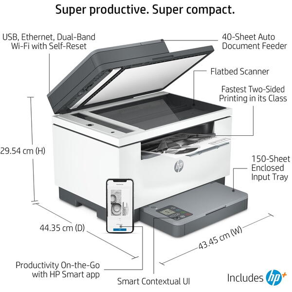 Multifunctionala HP LaserJet MFP M234sdwe, Laser, Monocrom, Format A4, Duplex, Bluetooth, Retea, Wi-Fi