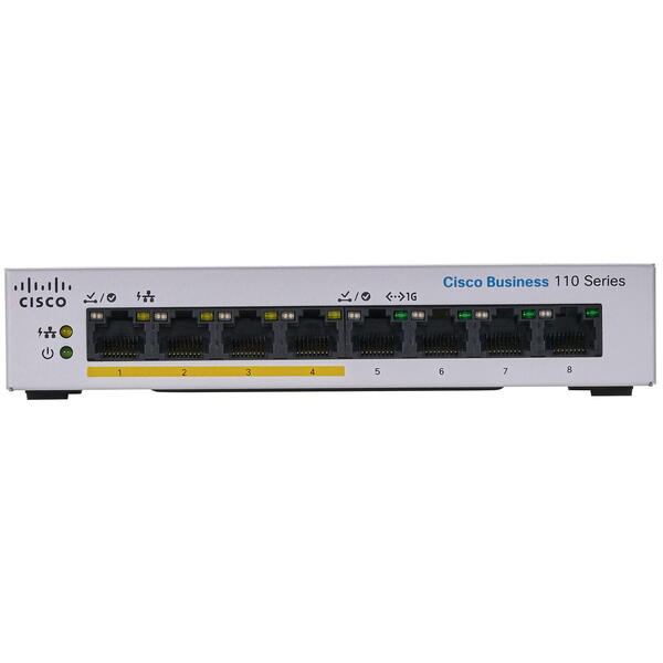 Switch Cisco CBS110-8PP-D-EU 8 porturi Gigabit Partial PoE