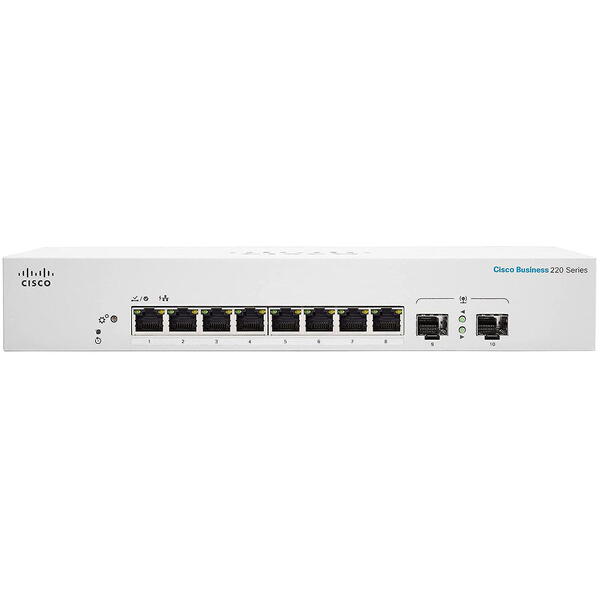 Switch Cisco CBS220-8T-E-2G-EU 8 porturi Gigabit, 2x1G SFP