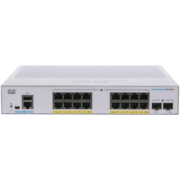 Switch Cisco CBS350-16P-2G-EU 16 porturi Gigabit, PoE, 2x1G SFP