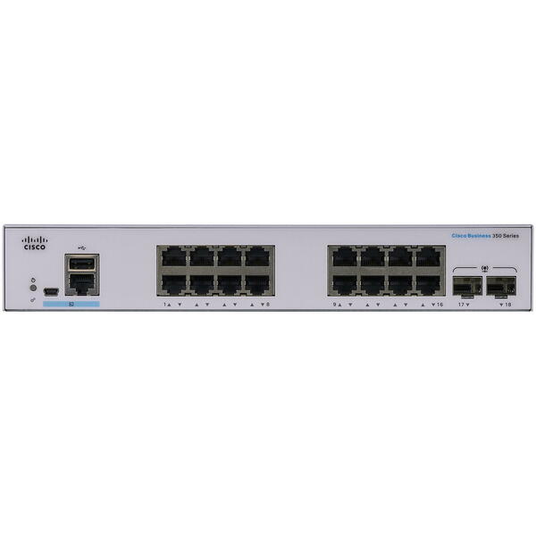 Switch Cisco CBS350-16T-2G-EU 16 porturi Gigabit, 2x1G SFP