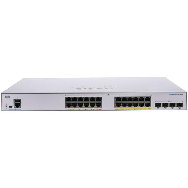 Switch Cisco CBS350-24P-4X-EU, 24 porturi Gigabit, PoE, 4x10G SFP+