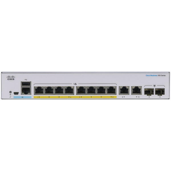 Switch Cisco CBS350-8P-2G-EU, 8 porturi Gigabit, PoE, 2x1G Combo