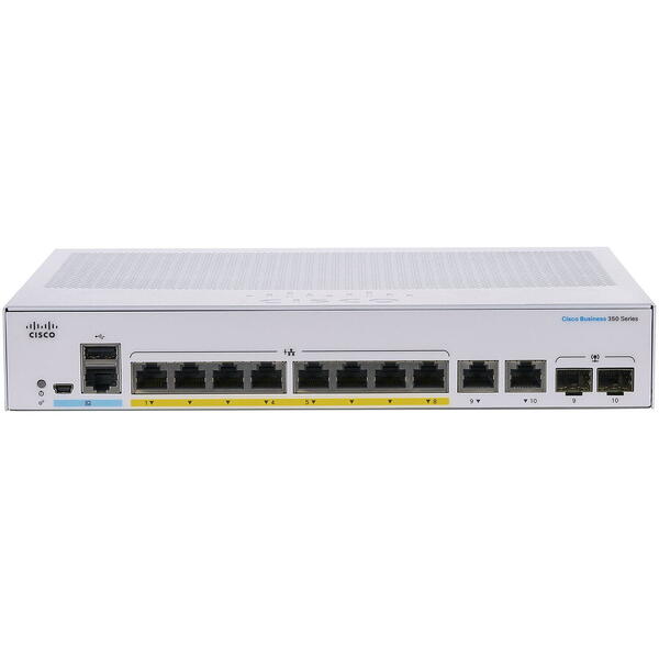 Switch Cisco CBS350-8P-E-2G-EU 8 porturi Gigabit, PoE, 2x1G Combo