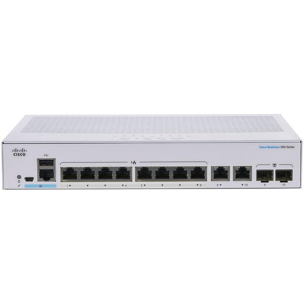 Switch Cisco CBS350-8T-E-2G, 8 porturi Gigabit, 2x1G Combo