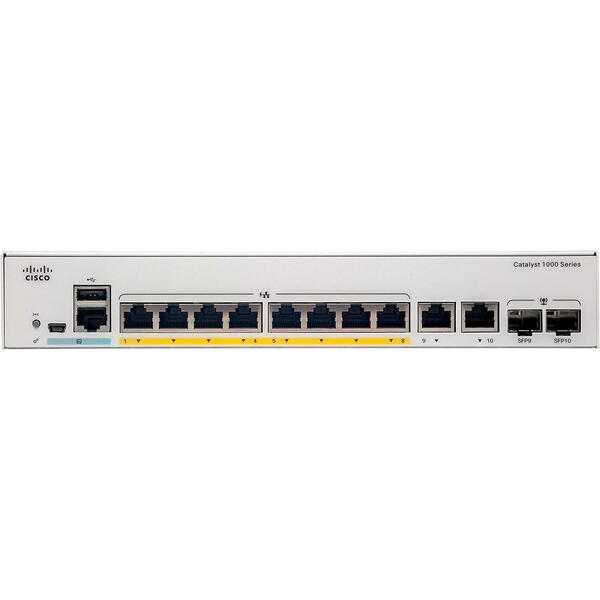 Switch Cisco Catalyst C1000-8FP-E-2G-L, 8port Gigabit, Full POE, 2x1G SFP