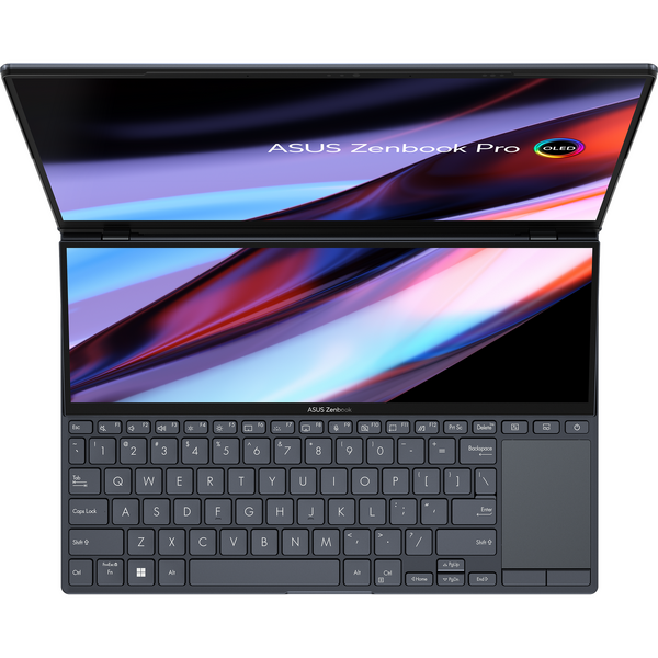 Laptop Asus Zenbook Pro 14 Duo OLED UX8402ZA, 14.5 inch 2.8K 120Hz Touch, Intel Core i7-12700H, 16GB DDR5, 1TB SSD, Intel Iris Xe, Win 11 Pro, Tech Black