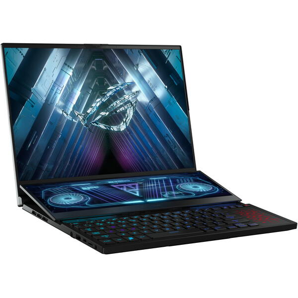 Laptop Asus ROG Zephyrus Duo 16 GX650RS, 16 inch QHD+ 165Hz, AMD Ryzen 9 6900HX, 64GB DDR5, 2x 2TB SSD, GeForce RTX 3080 8GB, Win 11 Home, Black