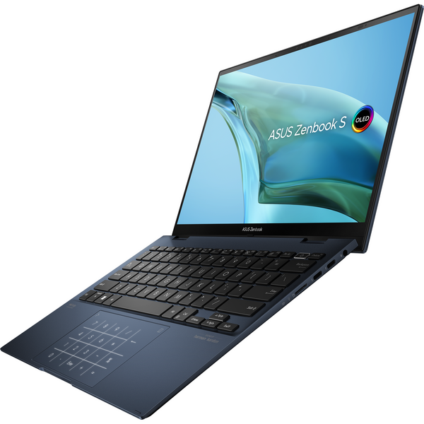 Laptop Asus Zenbook S 13 Flip OLED UP5302ZA, 13.3 inch 2.8K Touch, Intel Core i7-1260P, 16GB DDR5, 1TB SSD, Intel Iris Xe, Win 11 Pro, Ponder Blue