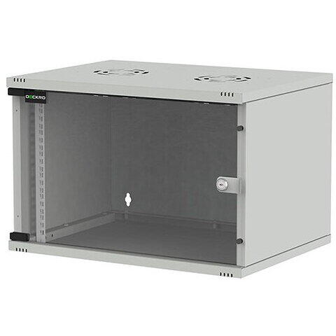 Cabinet Metalic Deckro 4U 540x400, de perete, dezasamblat, usa fata sticla, Gri