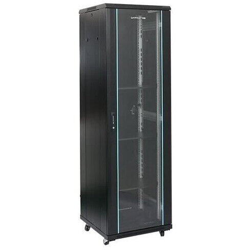 Cabinet Metalic Dateup 47U 800x800, montare pe podea, usa din sticla, panouri laterale detasabile si securizate
