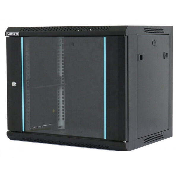 Cabinet Metalic Dateup 4U 600 x 450, dezasamblat, montare pe perete, usa din sticla, panouri detasabile si securizate