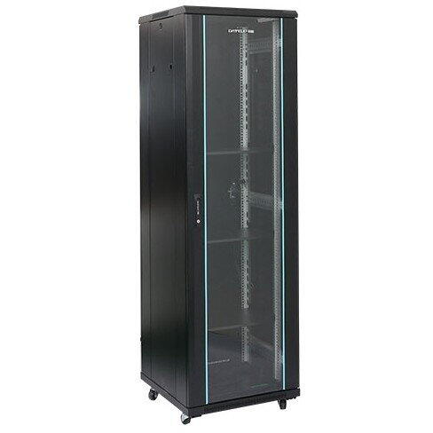 Cabinet Metalic Dateup 18U 600 x 600, montare pe podea, usa din sticla, panouri laterale detasabile si securizate Negru
