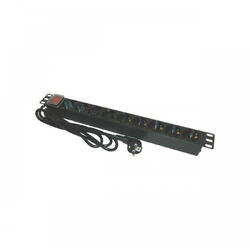 PDU Emtex 19 inch, 9 prize Schuko + switch, 16A, 3500W, 2m