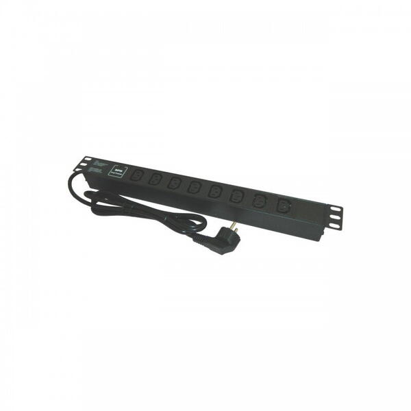 PDU Emtex 19 inch, 8 prize C13, protectie la supratensiune, 16A, 3500W, 2m