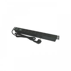 PDU Emtex 19 inch, 8 prize C13, protectie la supratensiune, 16A, 3500W, 2m