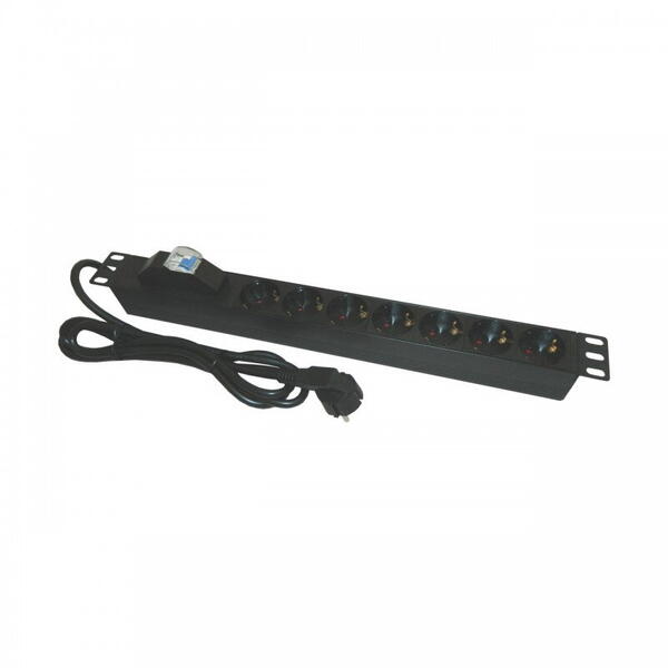 PDU Emtex 19 inch, 7 prize schuko + siguranta automata, 16A, 3500W, 2m