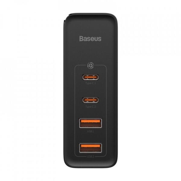 Incarcator retea Baseus GaN2 Pro, Quick Charge 3.0 100W, 2 x USB Type-C 5V/3A max, 2 x USB 5V/3A max, Negru