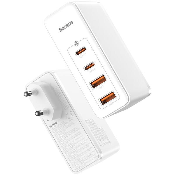 Incarcator retea Baseus GaN2 Pro, Quick Charge 100W, 2 x USB, 2 x USB Type-C, Alb