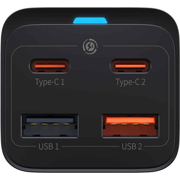 Incarcator retea Baseus GaN3 Pro, Quick Charge 65W, 2 x USB, 2 x USB Type-C, Negru