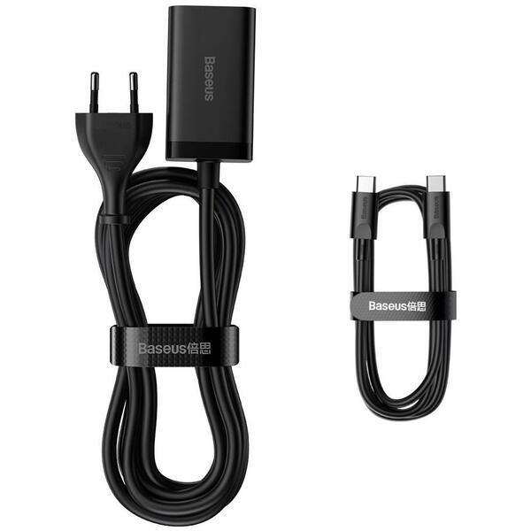 Incarcator retea Baseus GaN3 Pro, Quick Charge 65W, 2 x USB, 2 x USB Type-C, Negru