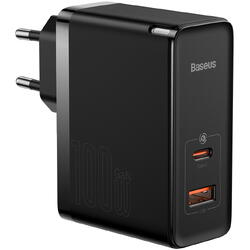Incarcator retea Baseus GaN5 Pro, Quick Charge 100W, 1 x USB, 1 x USB Type-C, Negru