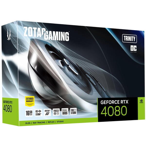 Placa video Zotac GeForce RTX 4080 Trinity OC 16GB GDDR6X 256bit