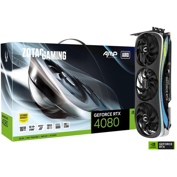 Placa video Zotac GeForce RTX 4080 AMP Extreme AIRO 16GB GDDR6X 256 Bit