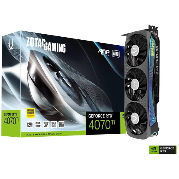 Placa video Zotac GeForce RTX 4070 Ti AMP AIRO 12GB, GDDR6X, 192 Bit